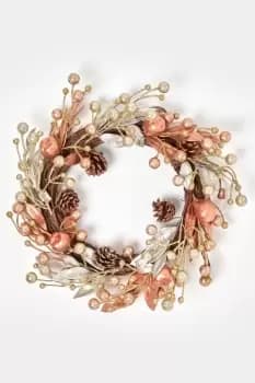 Champagne Pinecone & Apple Christmas Wreath