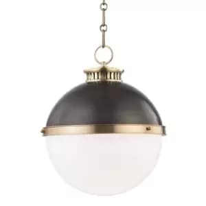 Latham 1 Light Large Pendant Black, Gold, Glass