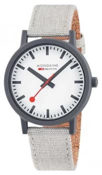 Mondaine Essence 41mm Light Grey Textile Strap White Watch
