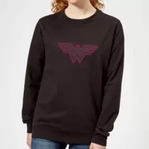 Justice League Wonder Woman Retro Grid Logo Womens Sweatshirt - Black - L - Black