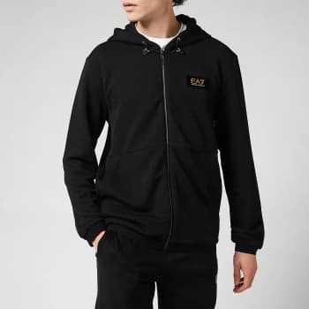 EA7 Mens Gold Label Zip-Through Hoodie - Black - S