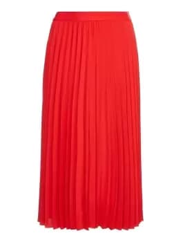 Tommy Hilfiger Fluid Twill Pleated Midi Skirt In Red - Size 8