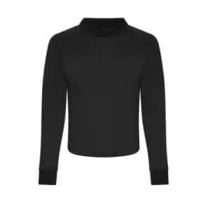 Awdis Womens/Ladies Cross Back Cool Long-Sleeved T-Shirt (L) (Jet Black)