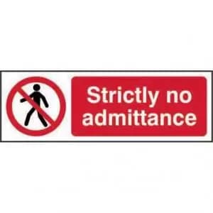 Prohibition Self-Adhesive Vinyl Sign 300 x 100mm - Strictly No