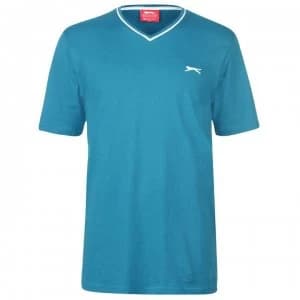 Slazenger V Neck T Shirt Mens - Teal Blue