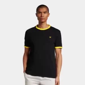 Mens Ringer T-Shirt - Jet Black/Sunshine Yellow - S