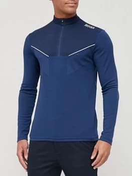 Hugo Boss Piraq Tech Long Sleeve Polo Shirt Navy Size 2XL Men