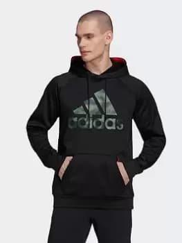 adidas AEROREADY Game and Go Camo Logo Hoodie, Black Size M Men