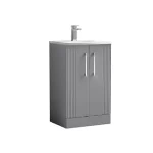 Nuie Deco 500mm Floor Standing 2 Door Vanity & Basin 4 - Satin Grey