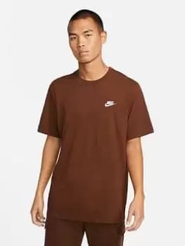Nike NSW Club T-Shirt - Brown, Brown Size M Men