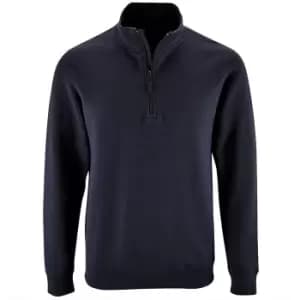 SOLS Mens Stan Contrast Zip Neck Sweatshirt (2XL) (French Navy)