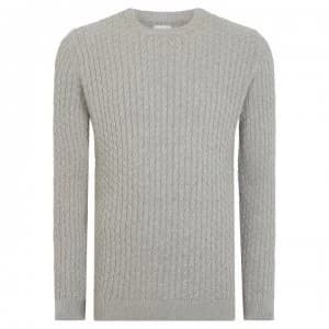 Linea Linea Eastcastle Cable Jumper Mens - Grey Marl
