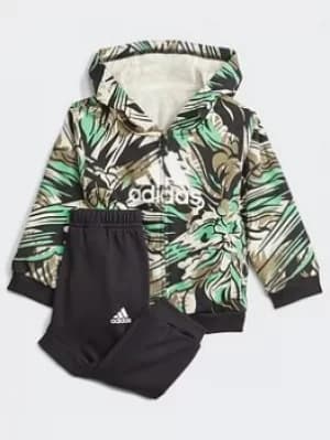 adidas Jogger Set, Black/Green/White, Size 18-24 Months