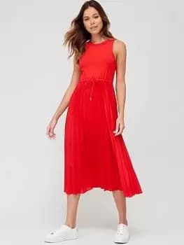 Tommy Hilfiger Rib Tank Pleated Midi Dress - Red, Red Size M Women
