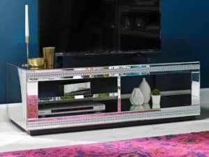 LPD Biarritz Mirrored TV Cabinet Assembled