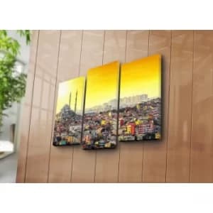 3PATK-44 Multicolor Decorative Canvas Painting (3 Pieces)