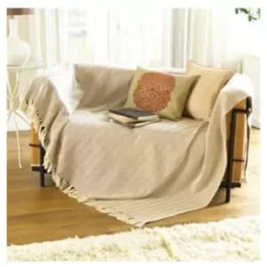 Country Club Como Throw Beige Bed/Sofa Accessory 170 x 200cm - Multicoloured