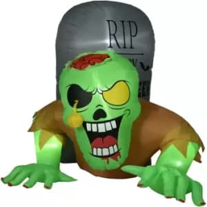 HOMCOM 5FT Halloween Inflatable Ghost, Blow Up Garden Decorations LED Decor - Green