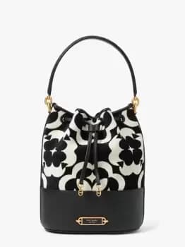 Kate Spade Spade Flower Monogram Gramercy Chenille Medium Bucket Bag, Black Multi, One Size