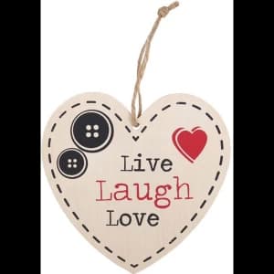 Live, Love, Laugh Hanging Heart Sign