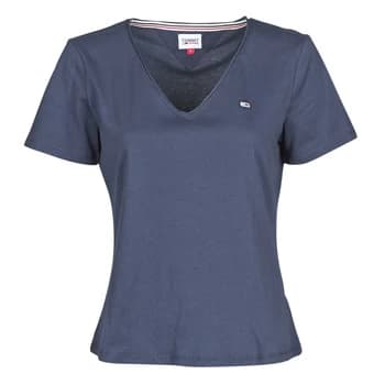 Tommy Jeans TJW SLIM JERSEY V NECK womens T shirt in Blue - Sizes S,M,L,XL,XS,XXS