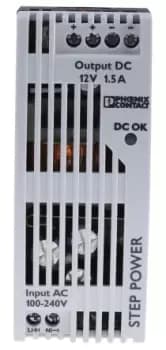 Phoenix Contact STEP-PS/1AC/12DC/1.5/FL Switch Mode DIN Rail Power Supply 85 264V ac Input, 12V dc Output,