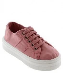 Victoria Lace Up Platform Deconstructed Cotton Canvas Plimsoll - Nude