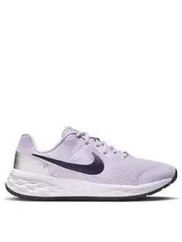 Nike Revolution Junior Unisex Trainers - Khaki Green, Purple/Black, Size 4