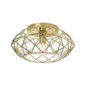 Flush Spherical Ceiling, 1 x E27, Polished Brass - Luminosa Lighting
