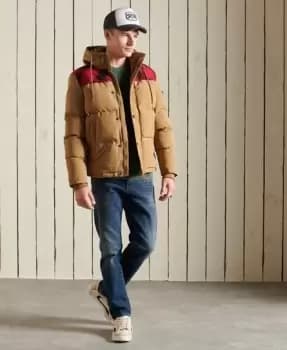 Superdry Mens Quilted Everest Jacket Green / Canyon Beige - Size: XL