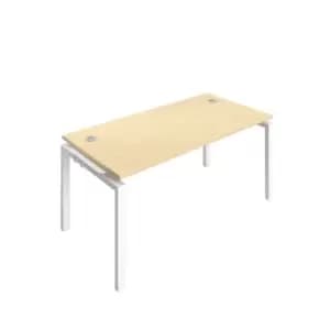 Telescopic 2 Person Extension Bench Desk with Cable Port and White Frame - 1600mm - Maple