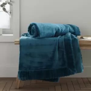 Catherine Lansfield Faux Velvet 150cm x 200cm Throw Teal (Blue)