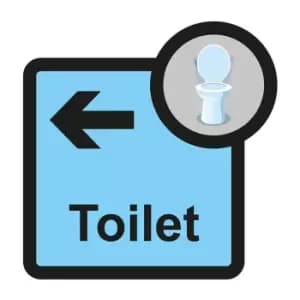 Toilet Arrow Left Sign, Self Adhesive Foamex (305mm x 310mm)