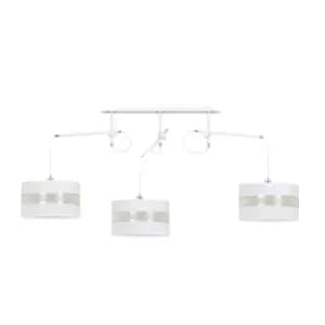 Emibig Korno White Pendant Ceiling Light with Black, Gold Fabric Shades, 3x E27