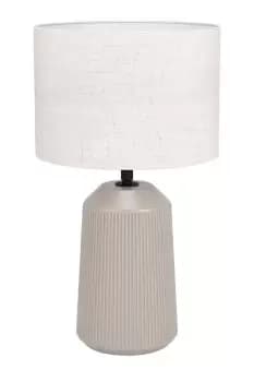 Capalbio Sandy Ceramic/White Fabric Ribbed Table Lamp