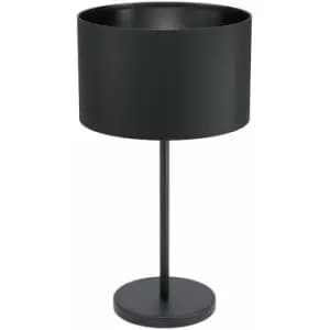Table Desk Lamp Colour Black Shade Round Black Fabric Slim Stem Bulb E27 1x40W