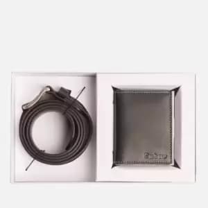 Barbour Mens Leather Belt & Billfold Wallet Gift Set - Black - M