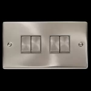 Click Scolmore Deco Ingot 4 Gang 10AX 2 Way Plate Switch - VPSC414GY