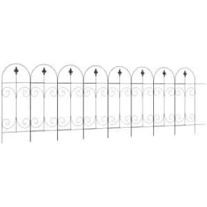 Outsunny Decorative Garden Fencing, 8PCs 44" x 12.5ft Outdoor Picket Fence Panels, Rustproof Metal Wire Landscape Flower Bed Border Edging, Black