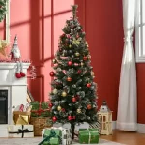 Christmas Tree Snow Dipped Slim 5' with Pince Cones & Berries - HOMCOM TJ Hughes