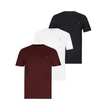 AllSaints Brace Short Sleeve Crew 3 Pack T-Shirts - JT BLK/CHARRED/WHT