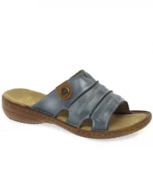 Rieker Roman Leather Rouched Mules