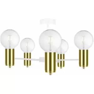 Keter Arde Multi Arm Semi Flush Ceiling Light White, Gold, 60cm, 5x E27