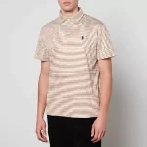 Polo Ralph Lauren Mens Interlock Striped Polo Shirt - Montana Khaki/White - M