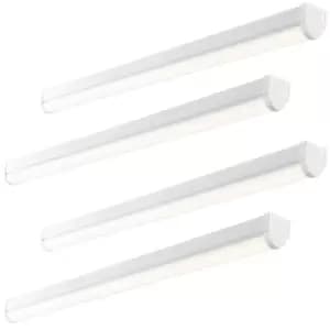 4 PK 5ft High Lumen Emergency Batten Light - 65.5W Cool White LED - Gloss White