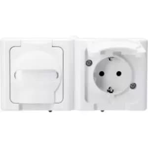 Kopp 131202003 2x Wet room switch product range Complete PG socket (+ lid) BlueElectric Arctic white