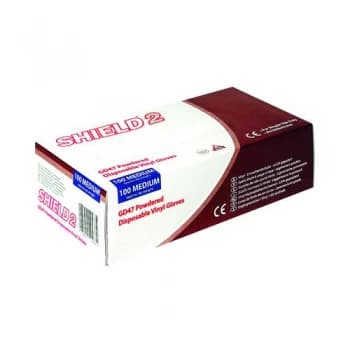 Shield Powdered Clear Medium Vinyl Gloves Pack of 100 GD47