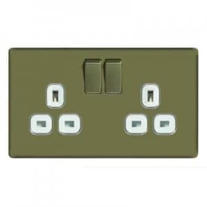 Wickes 13A Screwless Flat Plate Twin Switched Socket - Pearl Nickel
