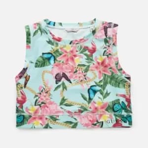 Guess Girls Active Sports Bra - Green Floral Butterfly - 10 Years