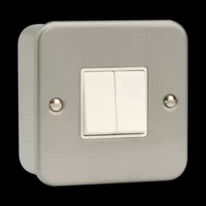 Click Scolmore Essentials Metal Clad 2 Gang 2 Way 10A Switch (No K/O) - CL012B
